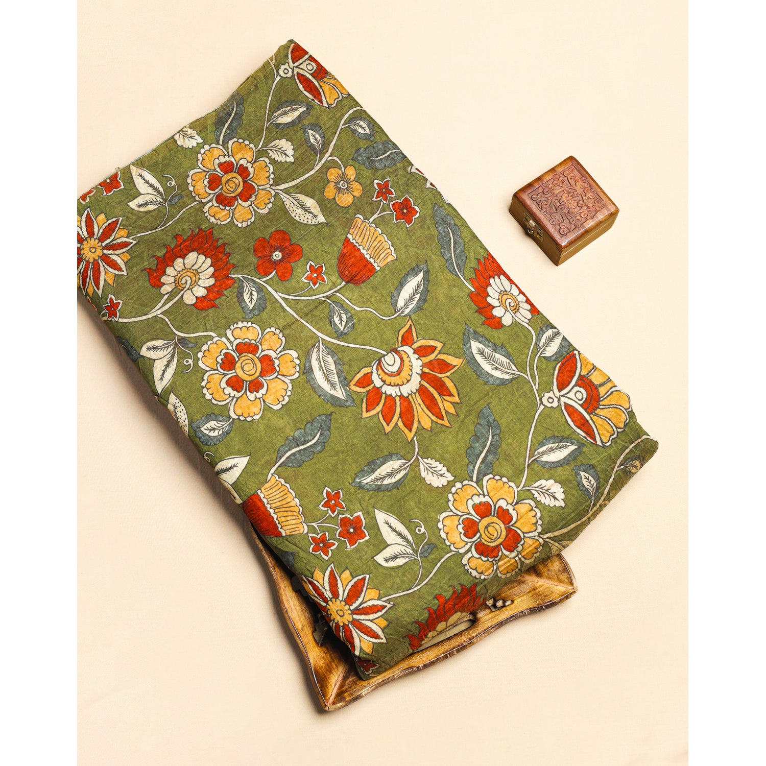 MOGRA CHANDERI KALAMKARI PRINTED FABRIC