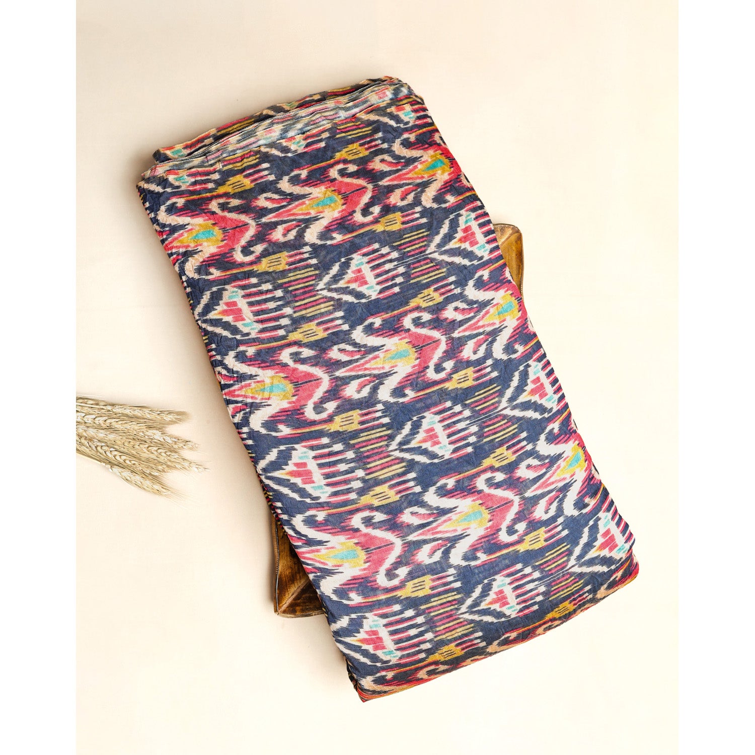 MOGRA CHANDERI PRINTED IKAT FABRIC