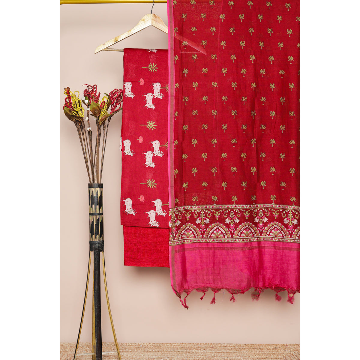 PURE MUL CHANDERI PICHWAI PRINTED SUIT SET