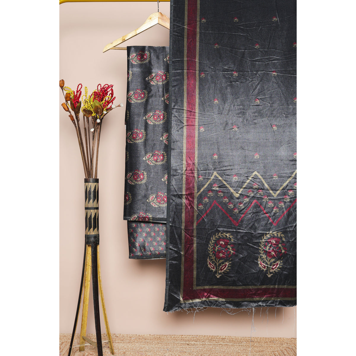 PURE MASHRU GAJJI SILK PRINTED SUIT SET