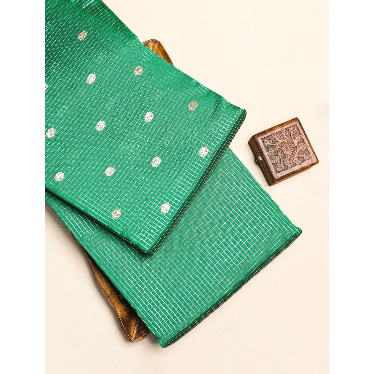 CHANDERI SILK BUTTA'N'CHECKS MIX & MATCH