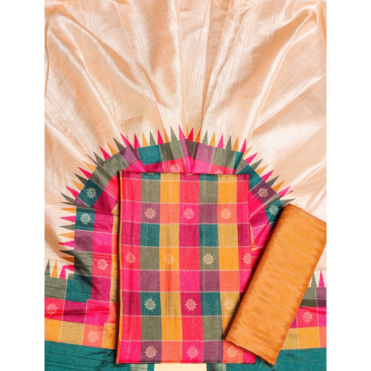 SEMI TUSSAR MADRAS CHECKS SUIT SET
