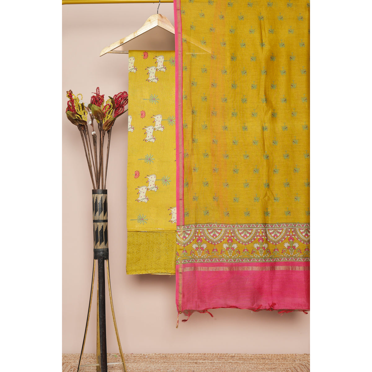 PURE MUL CHANDERI PICHWAI PRINTED SUIT SET