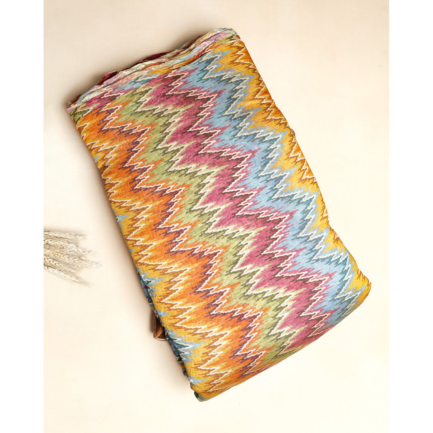 MOGRA CHANDERI PRINTED IKAT FABRIC
