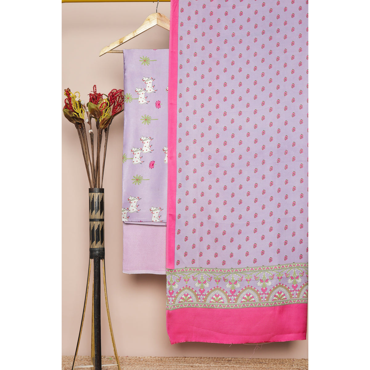 MODAL SILK PICHWAI PRINTED SUIT SET