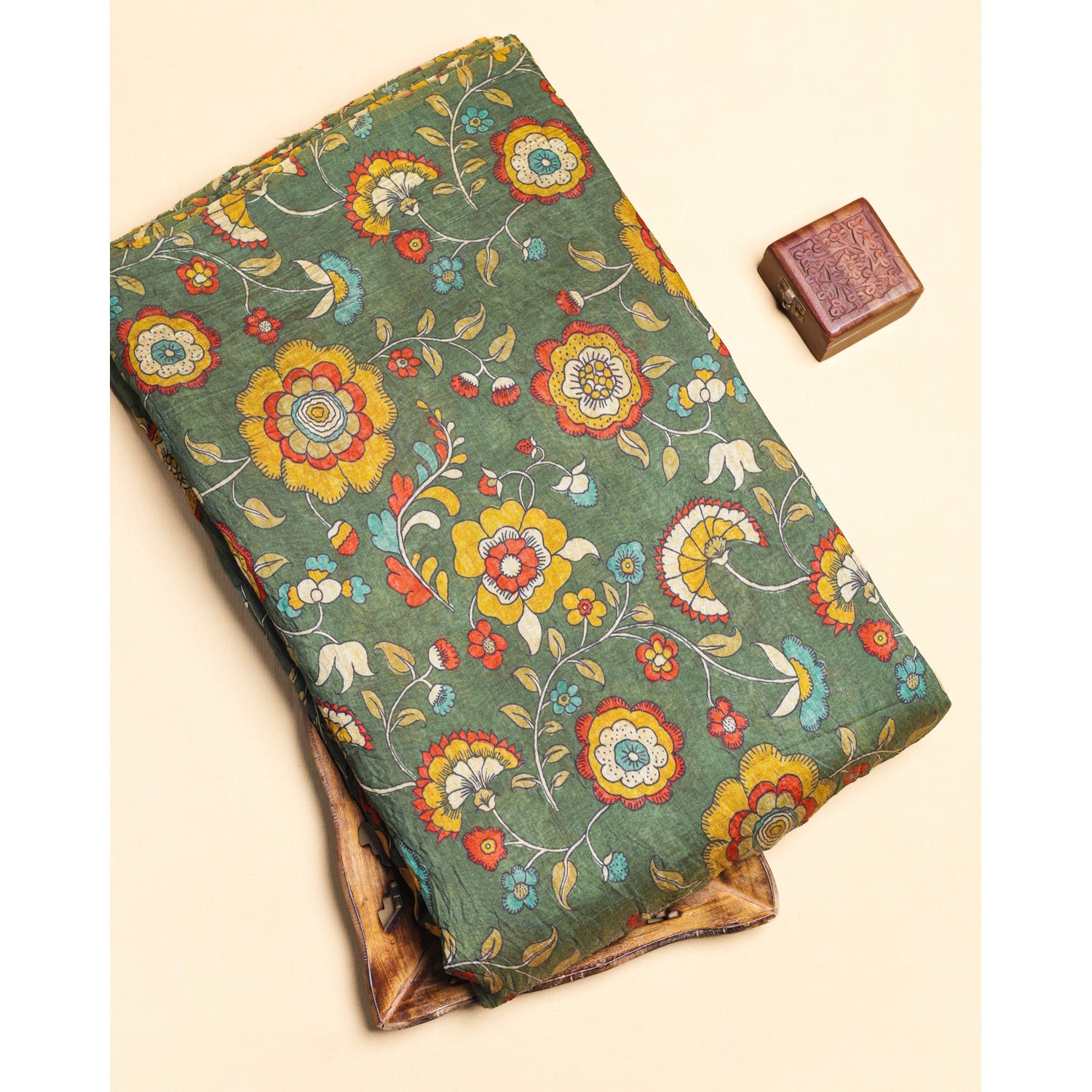 MOGRA CHANDERI KALAMKARI PRINTED FABRIC