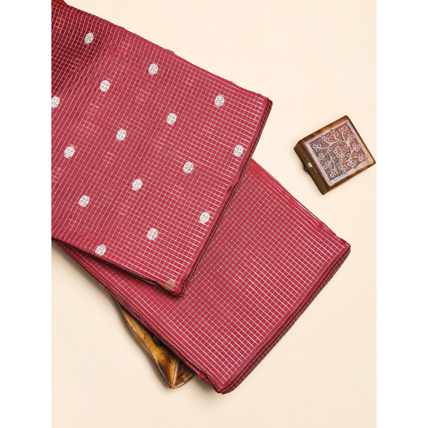 CHANDERI SILK BUTTA'N'CHECKS MIX & MATCH