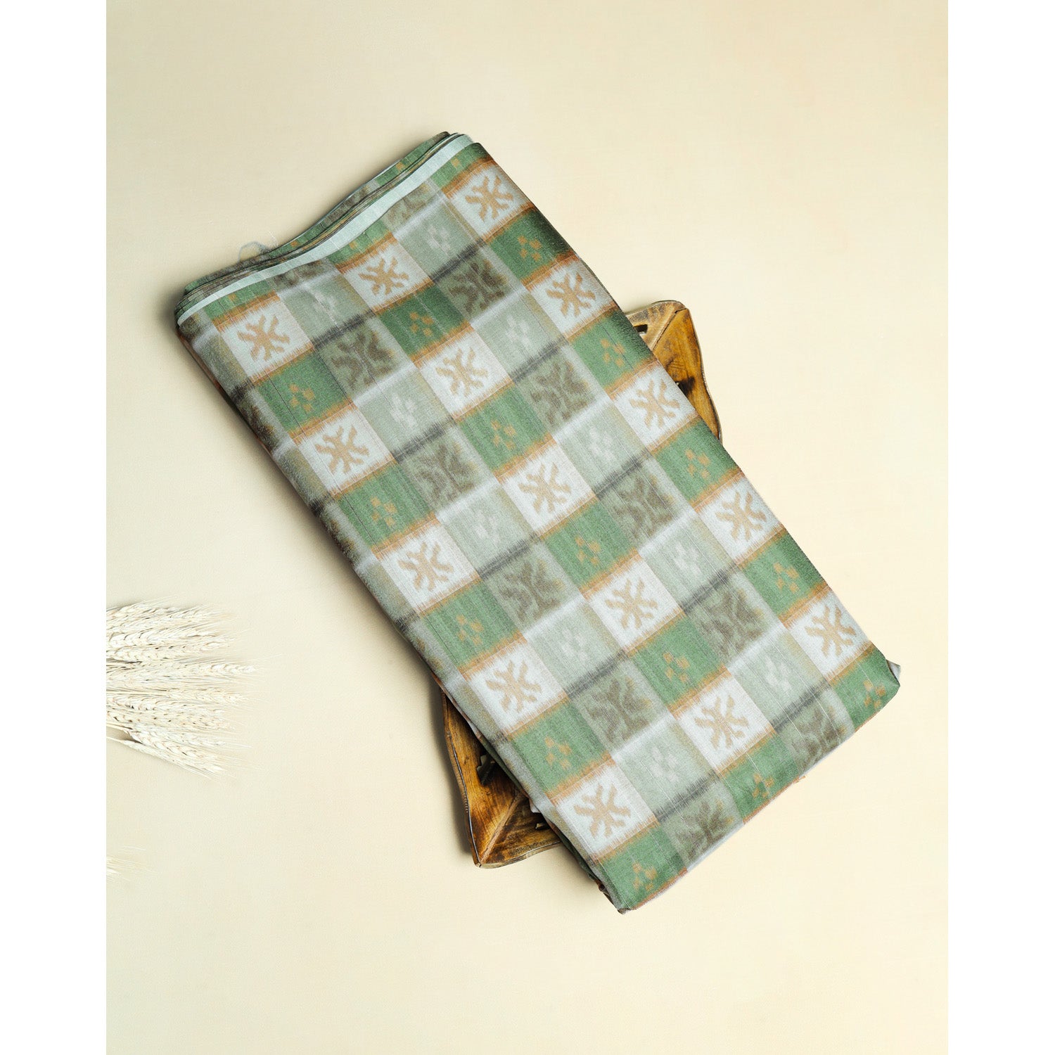 SEMI TUSSAR IKAT PRINTED FABRIC