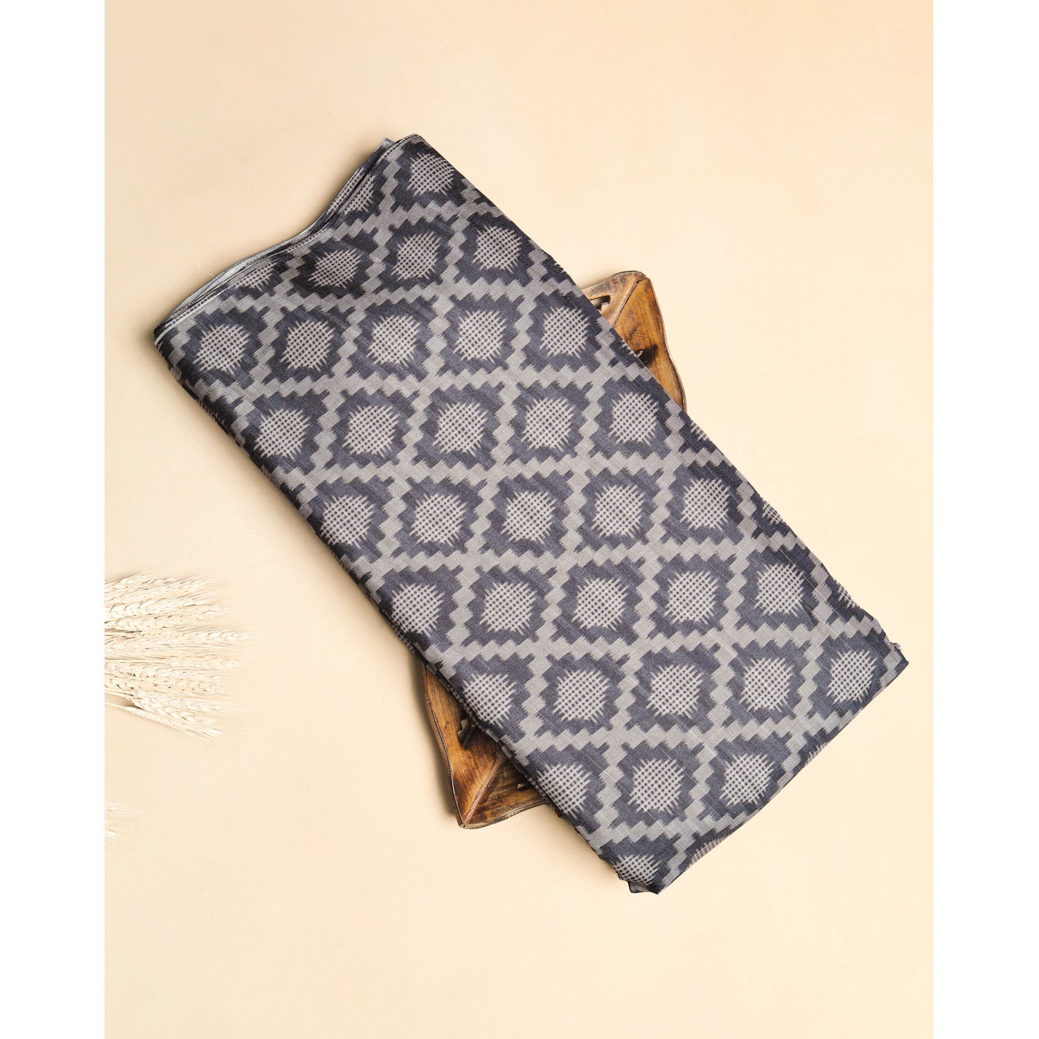 SEMI TUSSAR IKAT PRINTED FABRIC