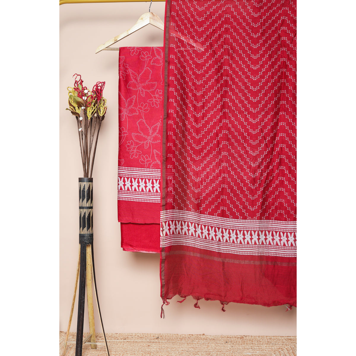 PURE BANARASI CHANDERI SHIBORI SUIT SET