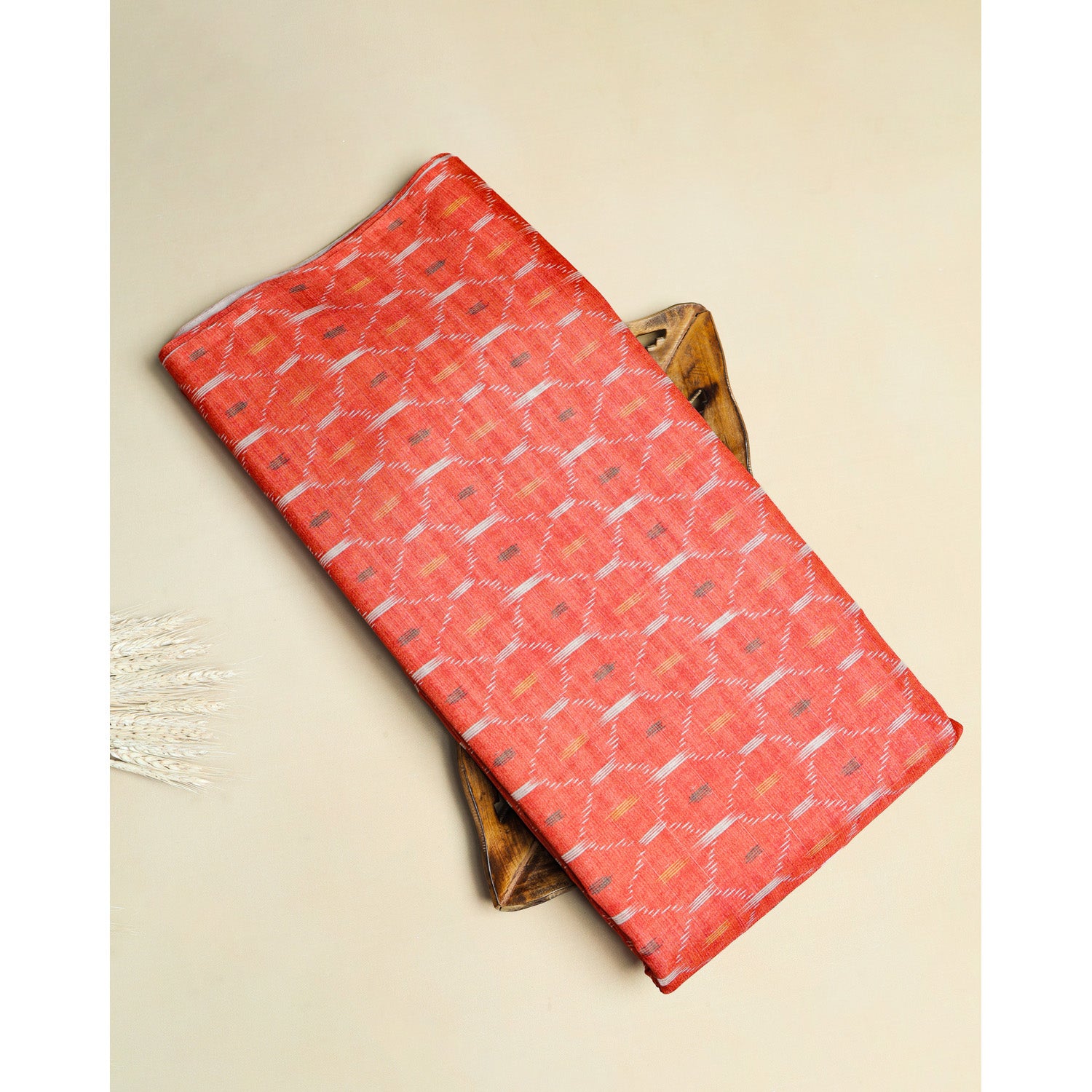 SEMI TUSSAR IKAT PRINTED FABRIC