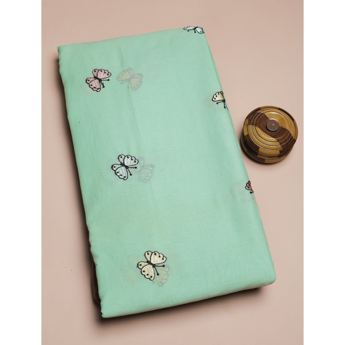 MUL CHANDERI EMBROIDERED FABRIC