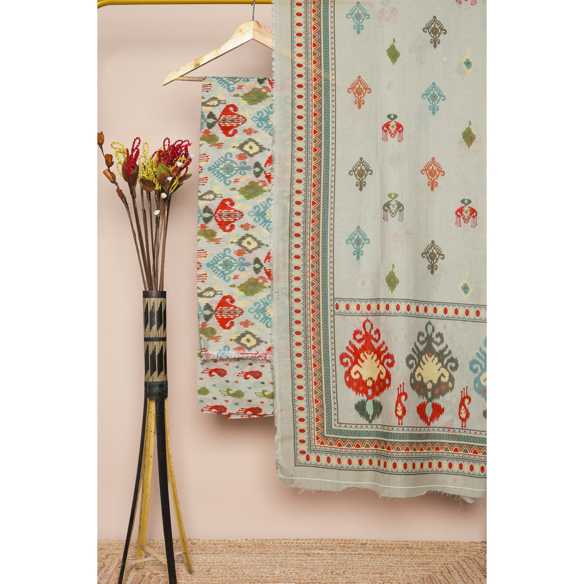 COTTON SILK IKAT PRINTED SUIT SET