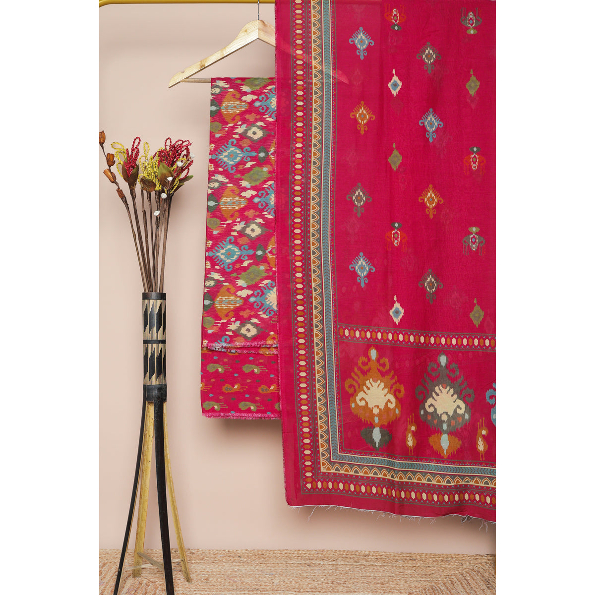 COTTON SILK IKAT PRINTED SUIT SET