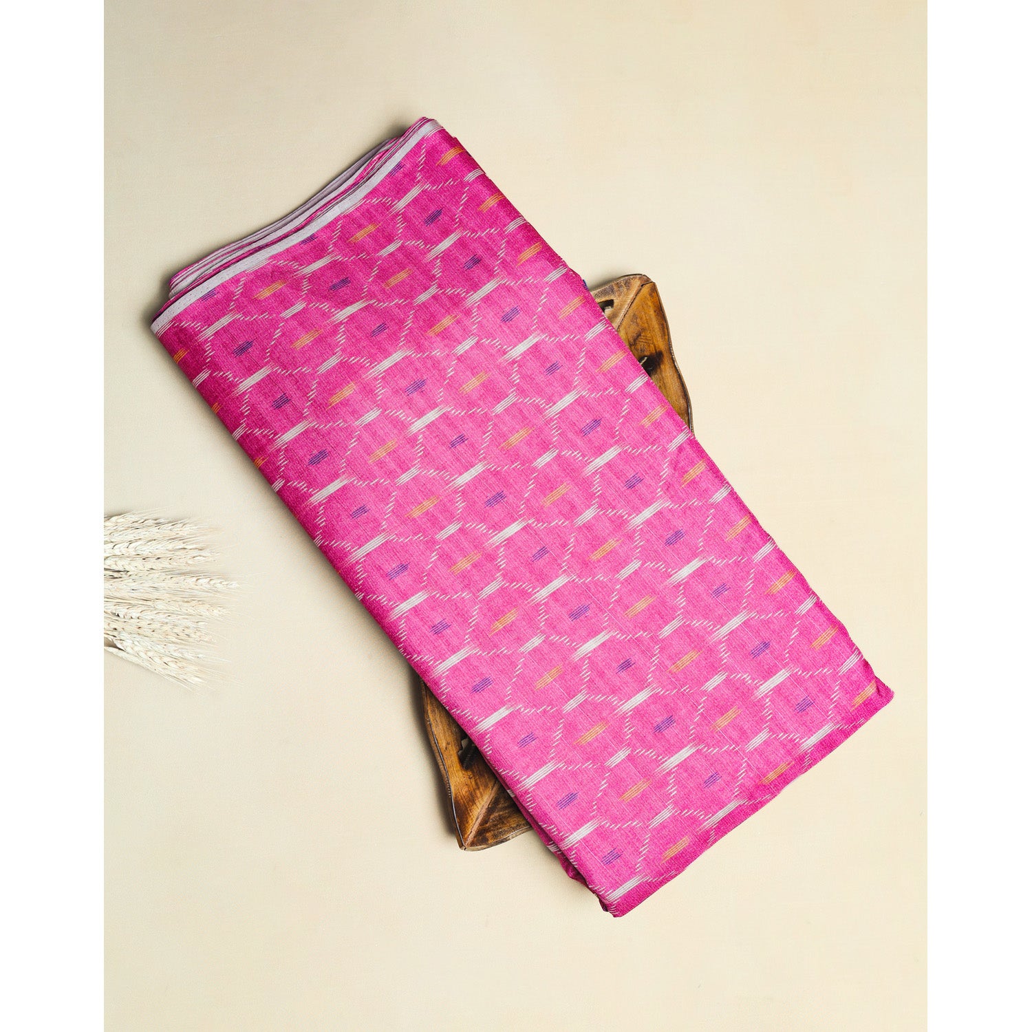 SEMI TUSSAR IKAT PRINTED FABRIC