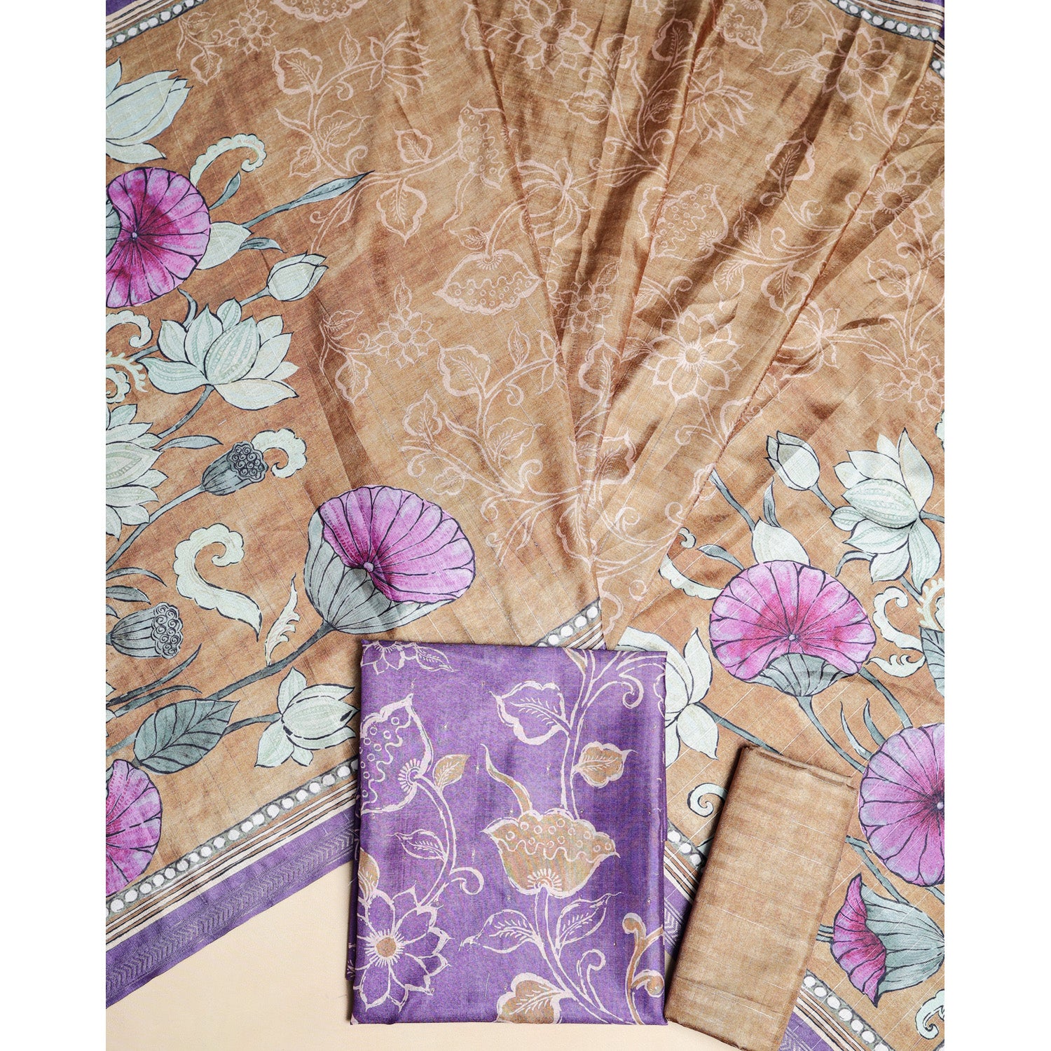 SEMI TUSSAR PRINTED SUIT SET