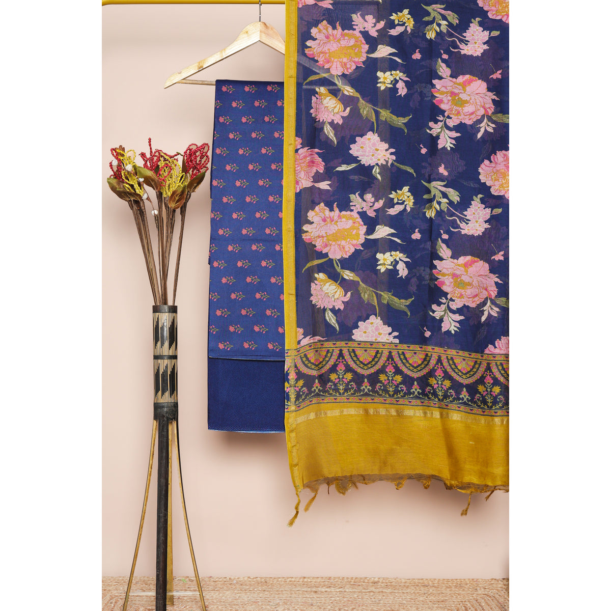 PURE MUL CHANDERI PRINTED SUIT SET