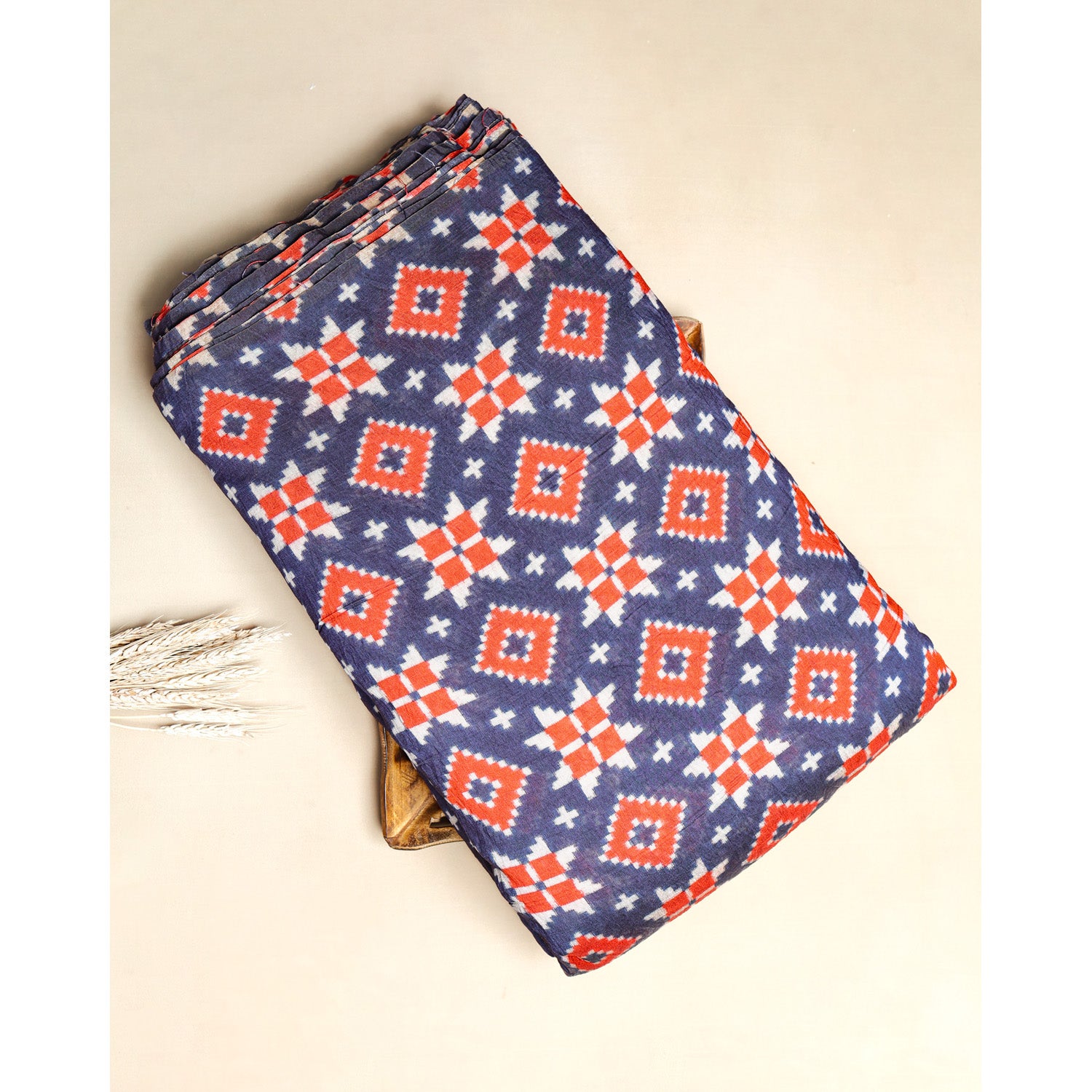 MOGRA CHANDERI PRINTED IKAT FABRIC