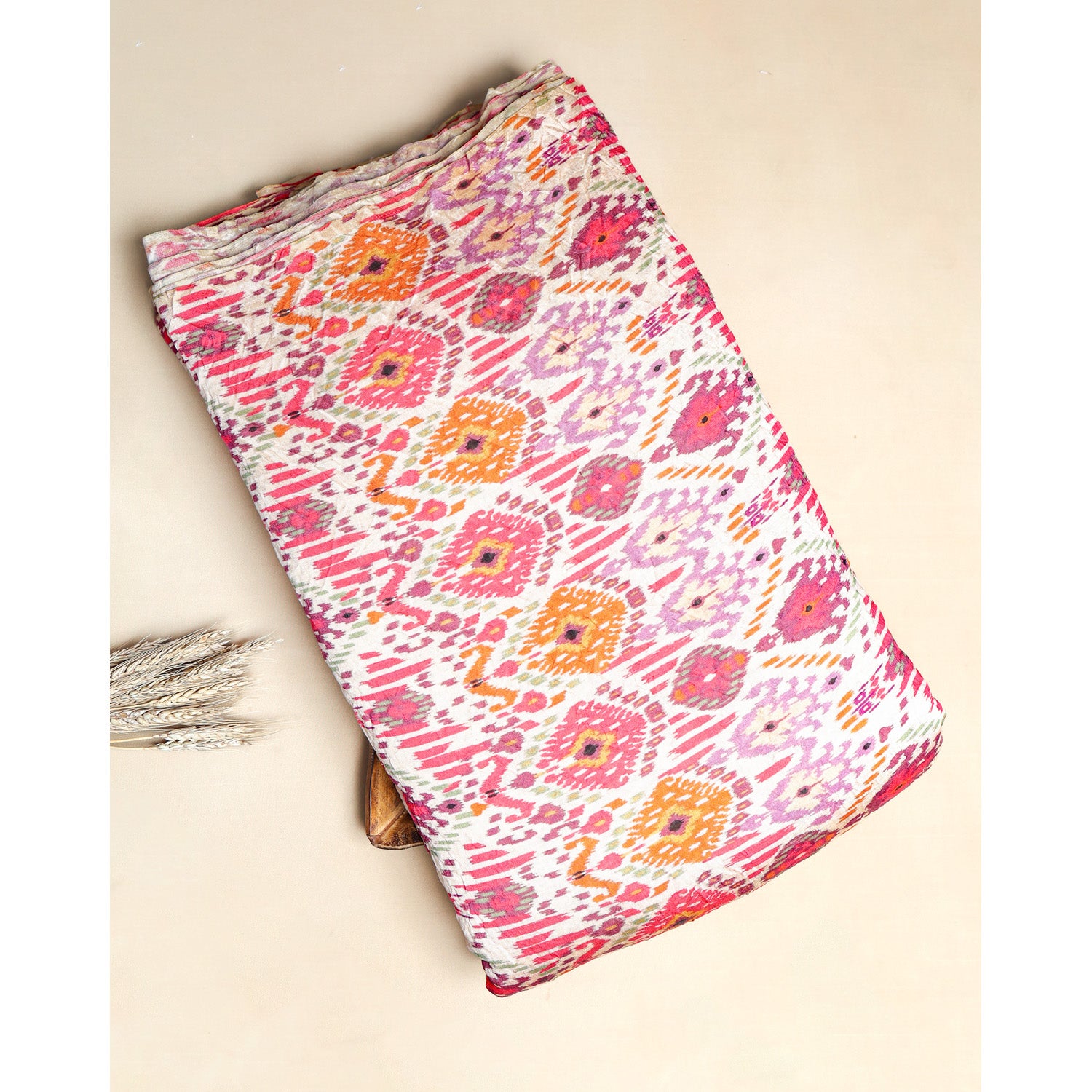 MOGRA CHANDERI PRINTED IKAT FABRIC