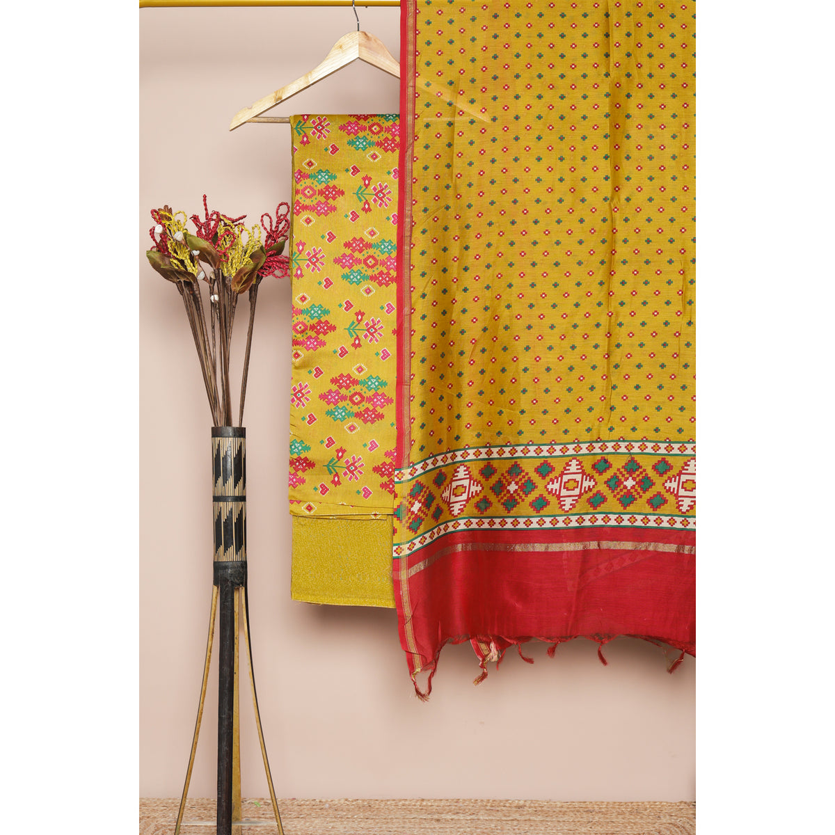 PURE MUL CHANDERI PRINTED SUIT SET