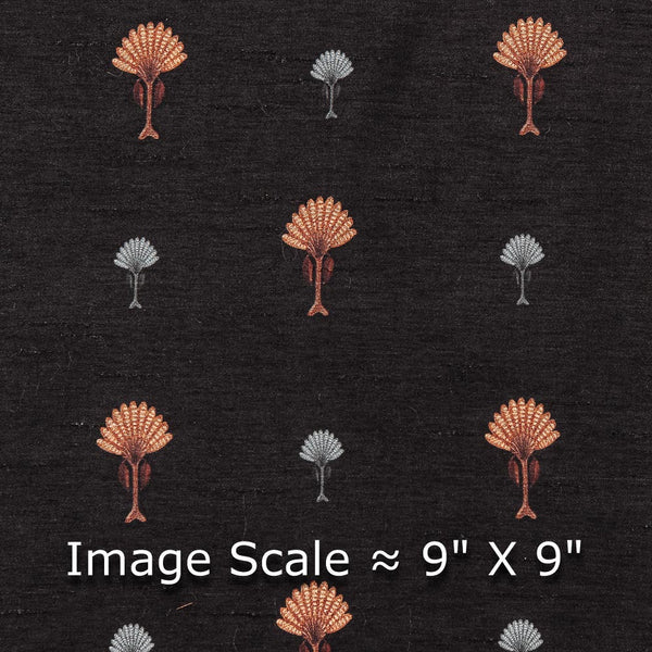 Viscose Raw Silk Black Colour Floral Print Fabric freeshipping - SourceItRight