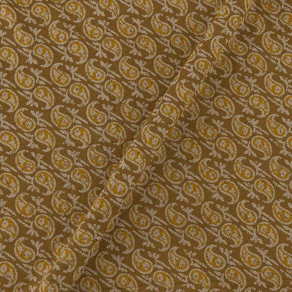 Buy Cotton Mustard Brown Colour Paisley Print Natural Kalamkari Fabric Online 2074CH1
