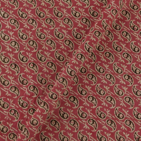 Buy Cotton Coral Colour Paisley Print Natural Kalamkari Fabric Online 2074CH2