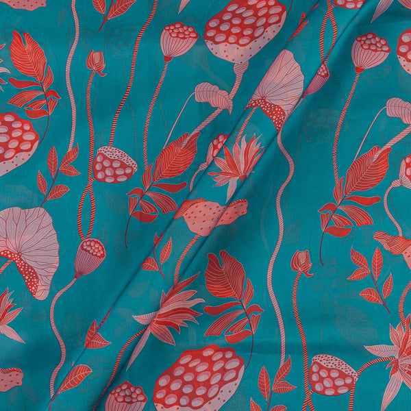 Satin Georgette Feel Aqua Blue Colour Jaal Print 43 Inches Width Fabric