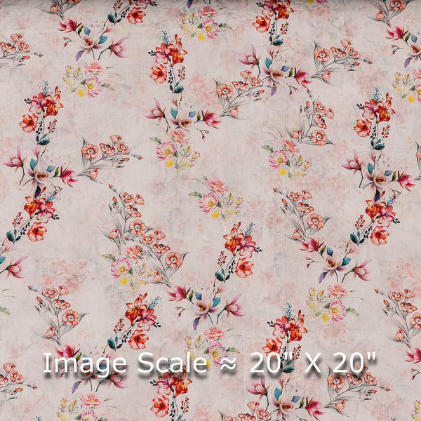Super Fine Cotton (Mul Type) White Colour Premium Digital Floral Jaal Print Fabric Online 2151QQ2