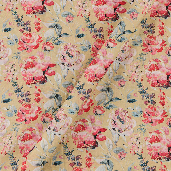 Super Fine Cotton (Mul Type) Cream Beige Colour Premium Digital Floral Jaal Print Fabric Online 2151QW1