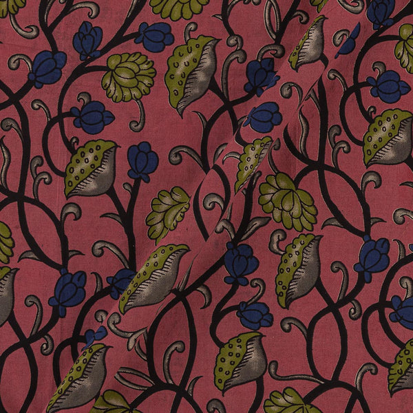 Cotton Carrot Pink Colour Jaal Print Kalamkari Fabric Online 2186PK2