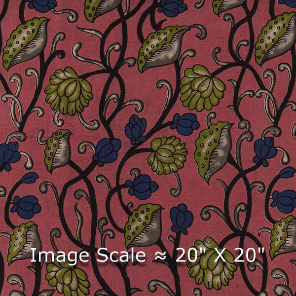 Cotton Carrot Pink Colour Jaal Print Kalamkari Fabric Online 2186PK2