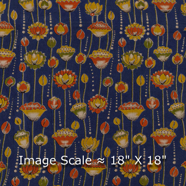 Cotton Violet Blue Colour Jaal Print Kalamkari Fabric Online 2186PV2