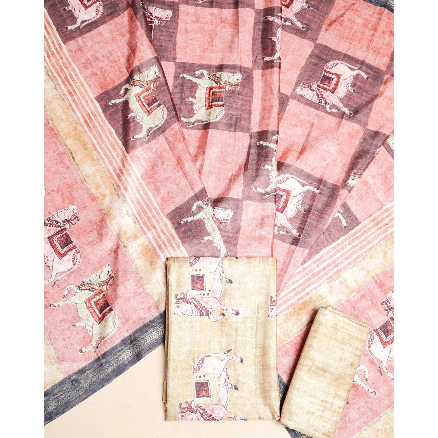 SEMI TUSSAR PRINTED SUIT SET