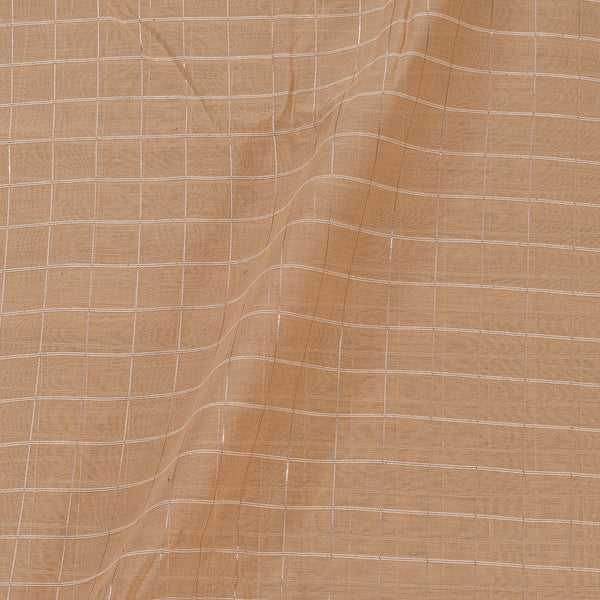 Chanderi Feel Beige Colour Resham Checks Fabric freeshipping - SourceItRight