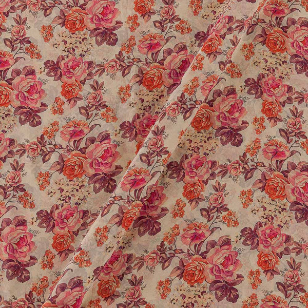 Off White Colour Floral Print Self Checks Georgette Fabric Online 2238Q