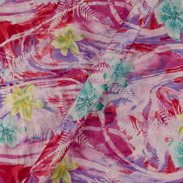 Satin Silk Feel Lavender Pink Colour Floral Print 58 Inches Width Fabric