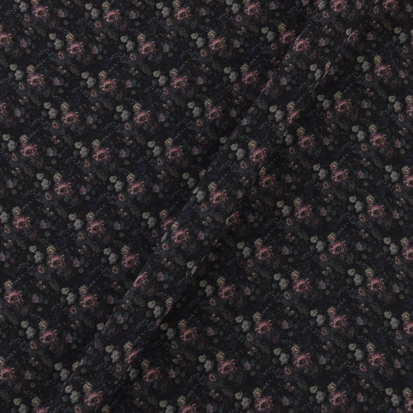 Georgette Carbon Black Colour Floral Print Fabric Online 2270CC