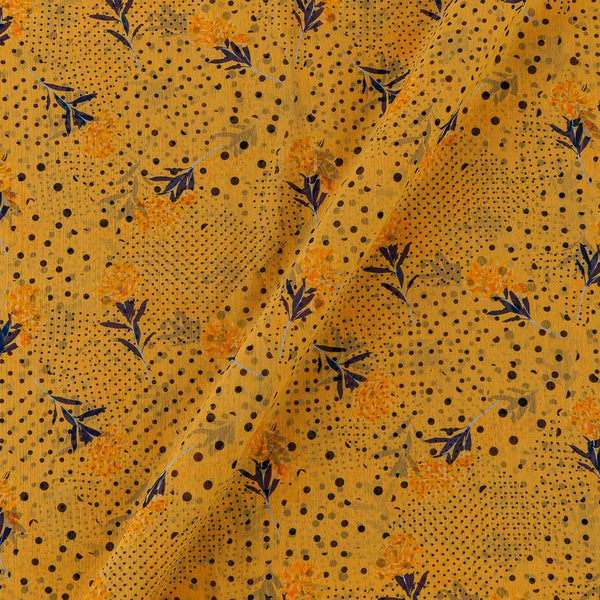 Silver Chiffon Mustard Yellow Colour Digital Leaves Print Poly Fabric Online 2290ER