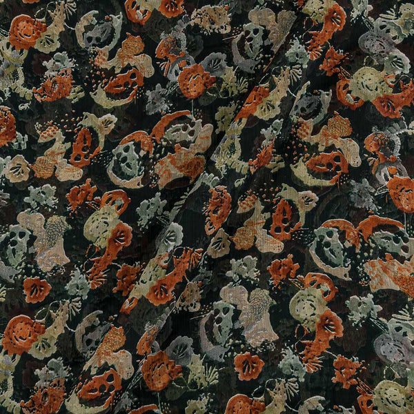 Silver Chiffon Carbon Colour Digital Floral Print 42 Inches Width Poly Fabric
