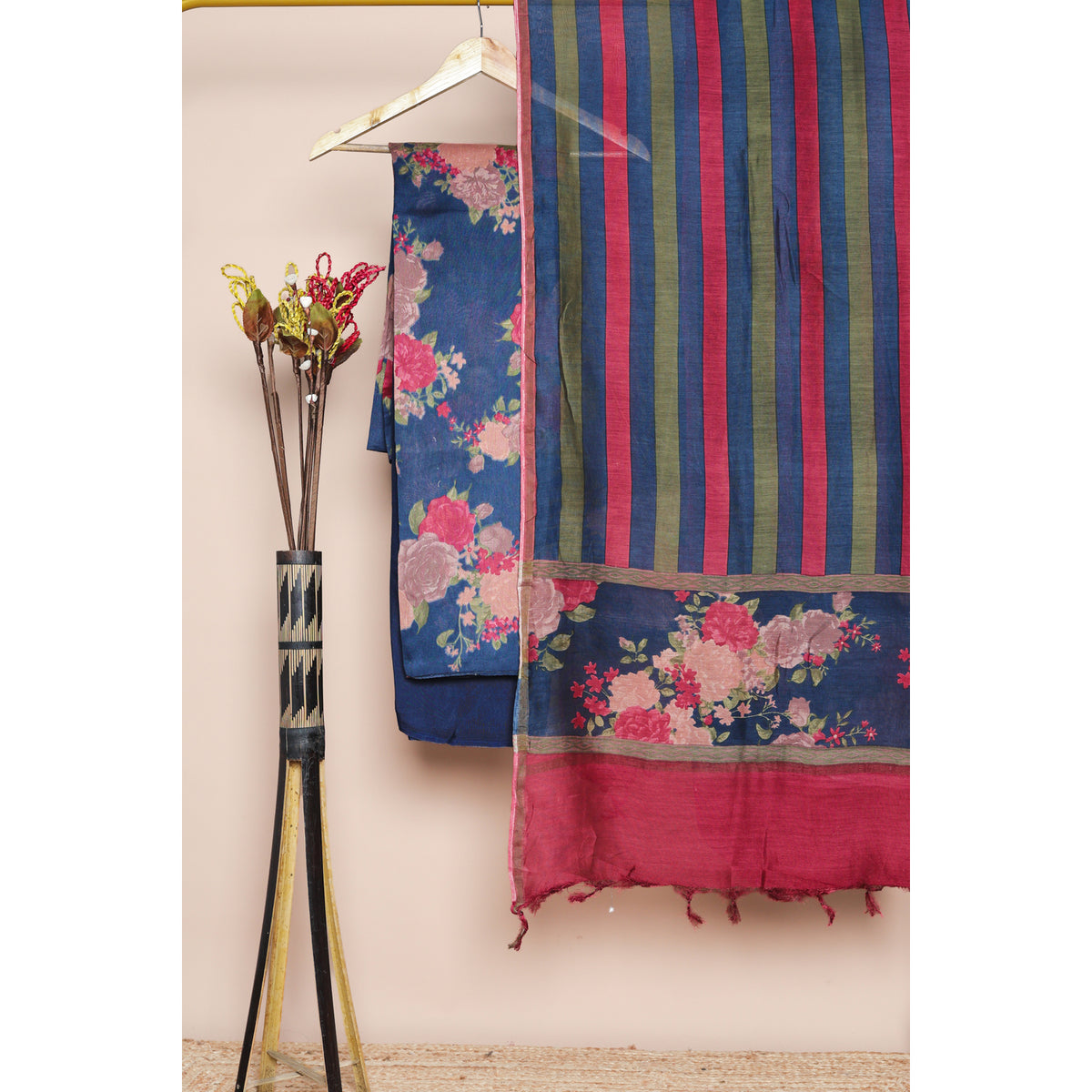 PURE MUL CHANDERI PRINTED SUIT SET