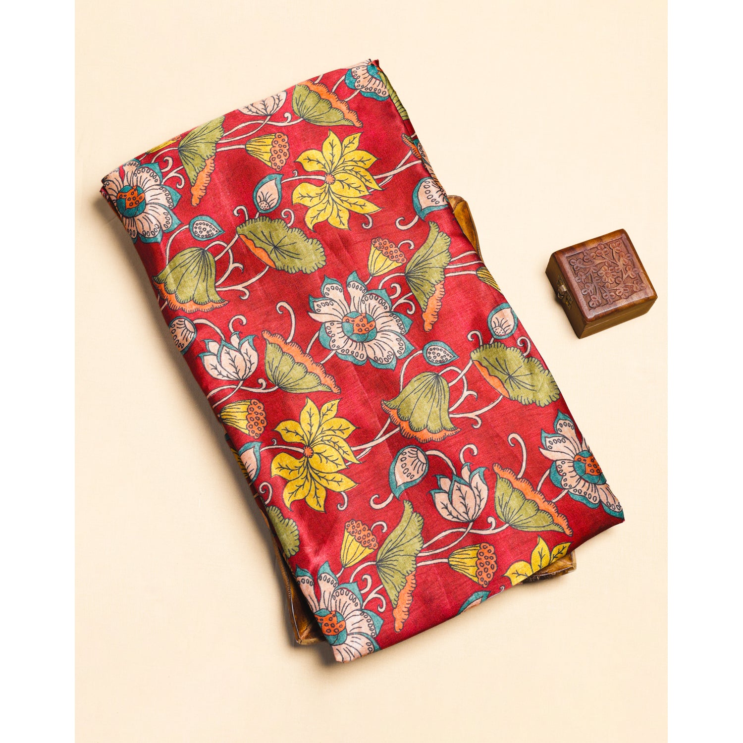 PURE GAJJI SILK KALAMKARI PRINTED FABRIC