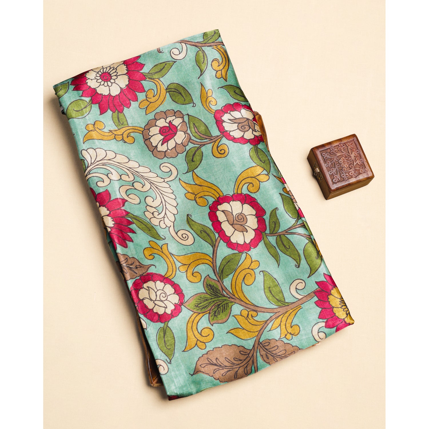 PURE GAJJI SILK KALAMKARI PRINTED FABRIC