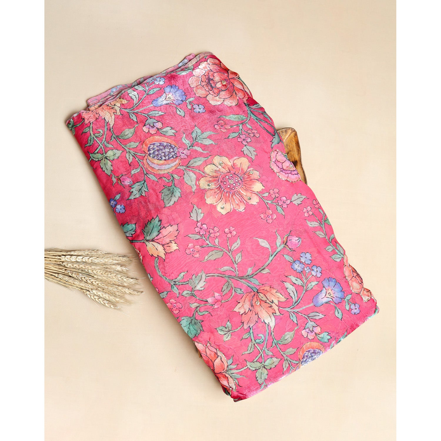 FENDI SILK EMBROIDERY WORK FABRIC