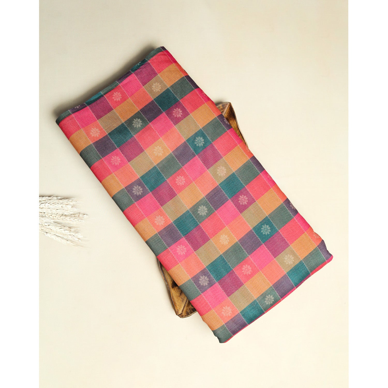 RAJWADI LINEN DIGITAL PRINTED CHECKS FABRIC