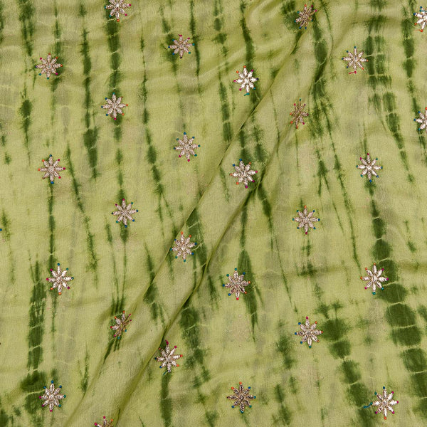 Chinnon Chiffon Pista Green Colour Shibori Effect Gota Patti Embroidered Fabric freeshipping - SourceItRight