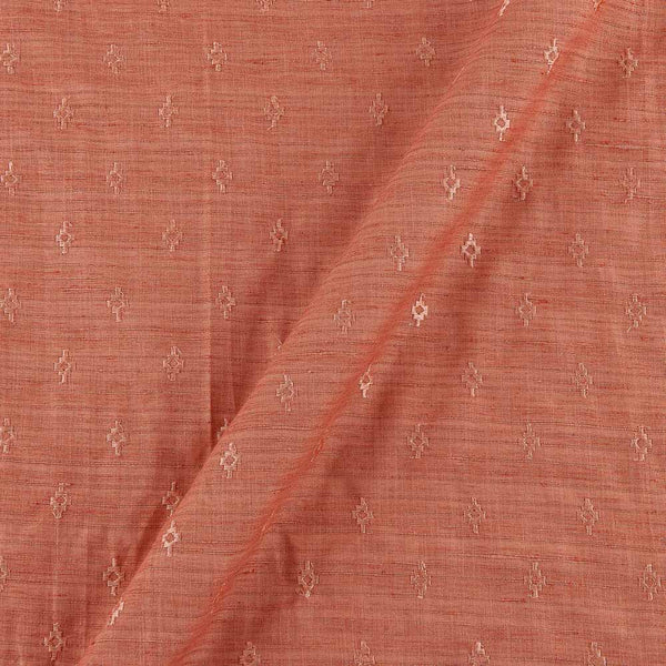 Matka Silk Feel Peach Orange Colour Thread Embroidered 43 Inches Width Fabric