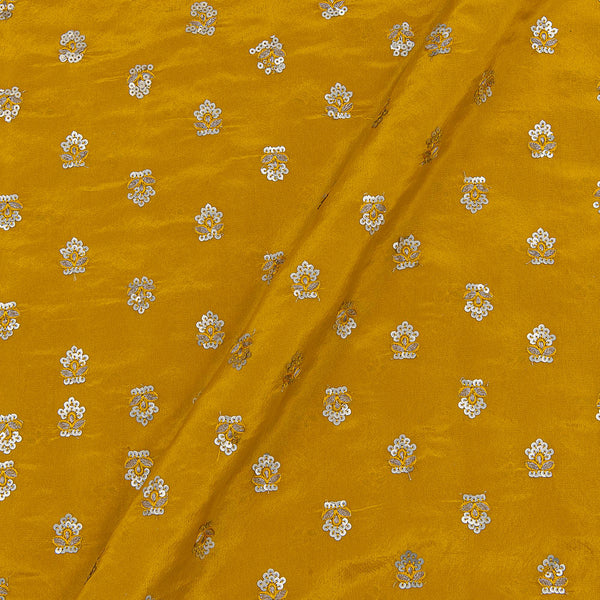 Turmeric Yellow Colour Tikki Embroidered Butti 41 Inches Width Tissue Fabric