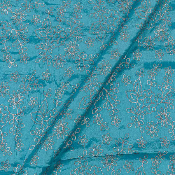 Chinon Chiffon Aqua Colour Gold Sequins Embroidered 45 Inches Width Fabric