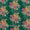 Gold Thread Embroidered with Print on Peacock Green Colour 45 Inches Width Viscose Chinon Fabric